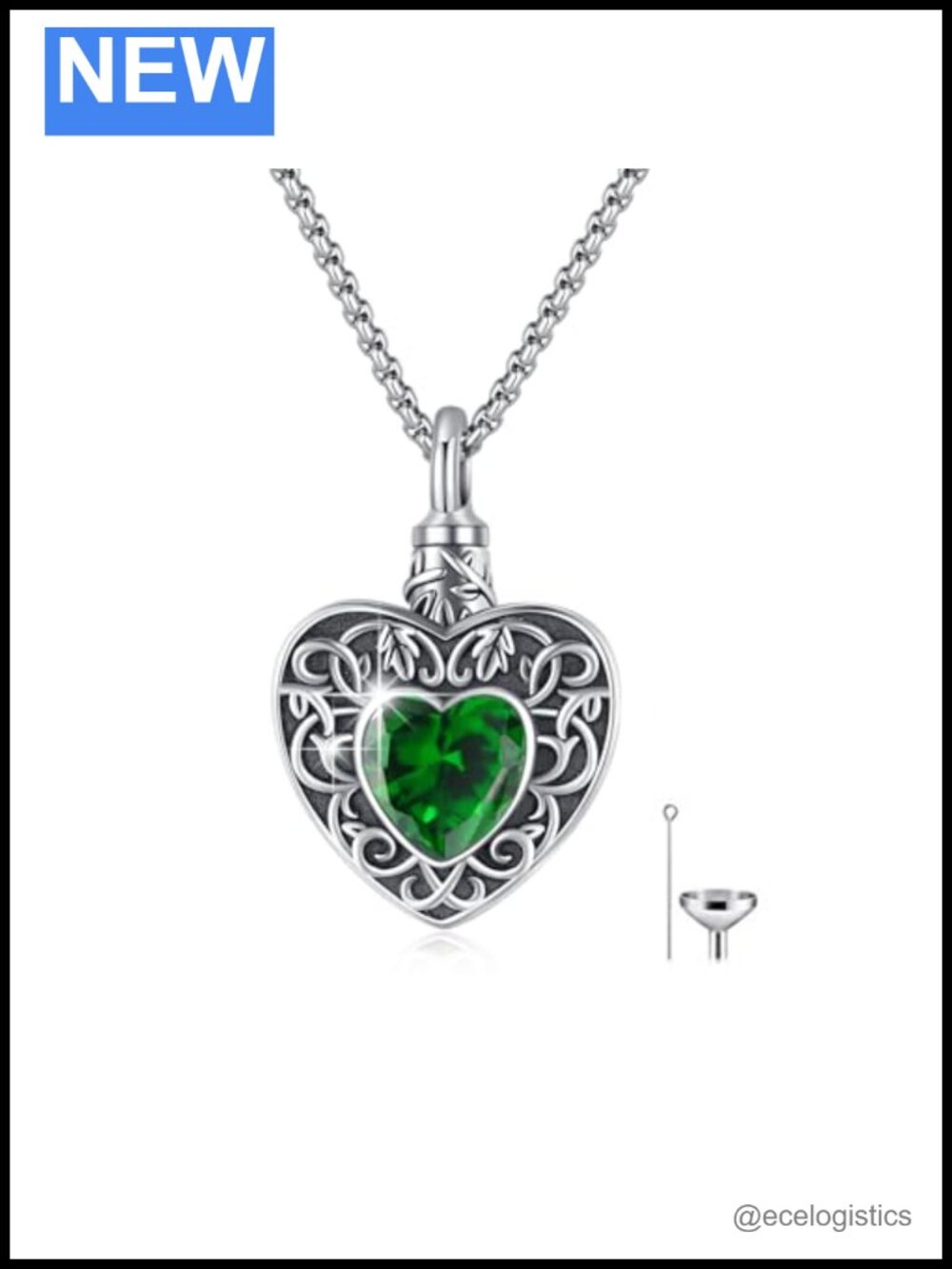 925 Silver Heart Urn Pendant Necklace Memorial Keepsake Unisex